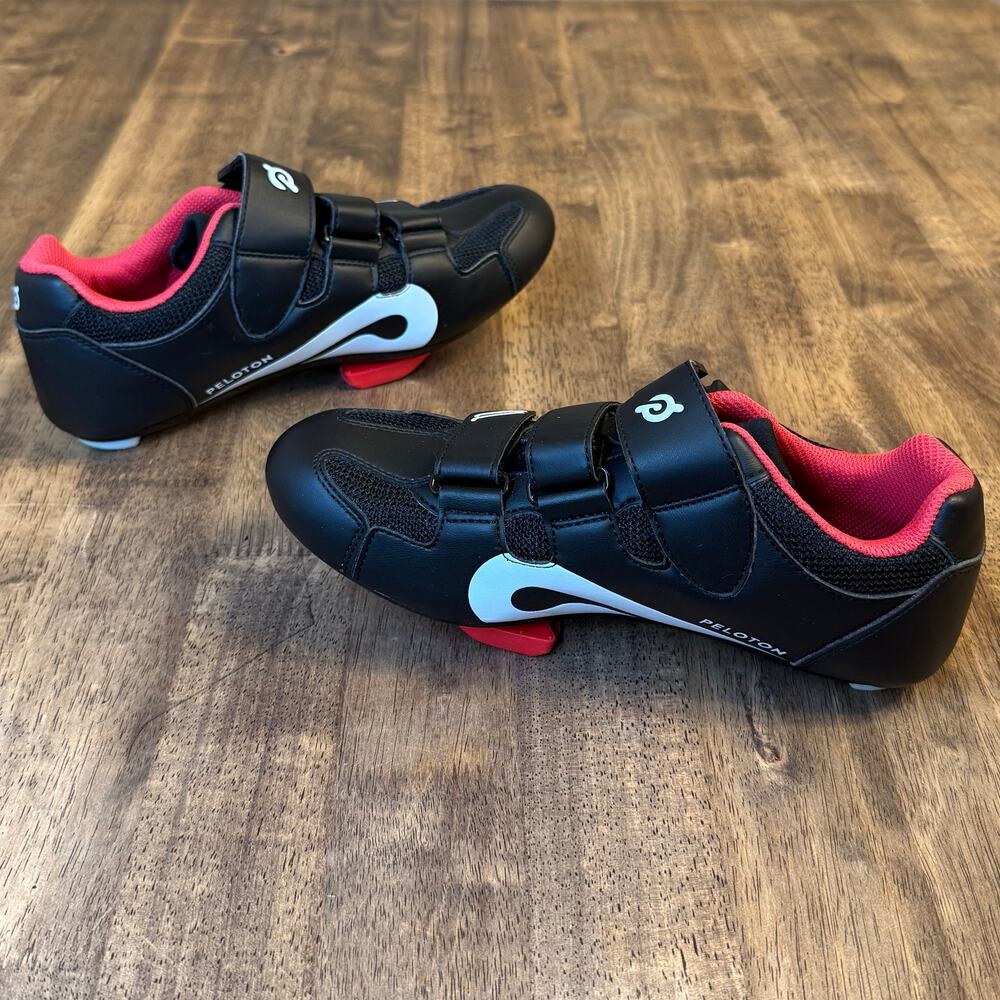 Peloton Cycling Shoes w/Delta Cleats Exercise Bike Black Red EU 38 NO INSOLES - Picture 6 of 10